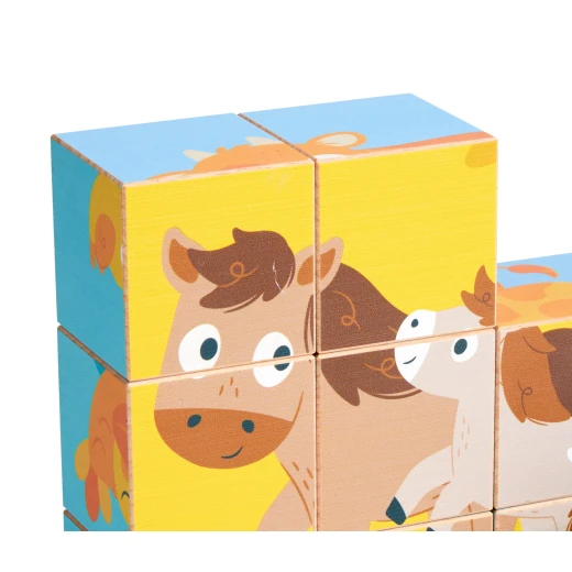 Hape Farm Animals Block Puzzle – Double-Sided Wooden Blocks - Hape - Image 4