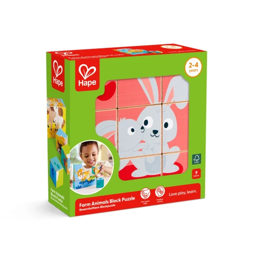 Hape Farm Animals Block Puzzle – Double-Sided Wooden Blocks - Hape - Image 5