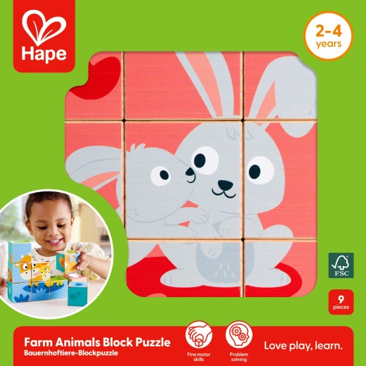 Hape Farm Animals Block Puzzle – Double-Sided Wooden Blocks - Hape - Image 8
