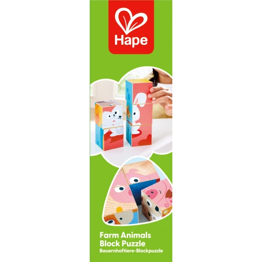 Hape Farm Animals Block Puzzle – Double-Sided Wooden Blocks - Hape - Image 9