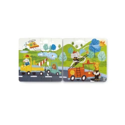 Hape Rescue Vehicles Puzzle – 4-in-1 Progressive Puzzle Set (9-20 Pieces)
