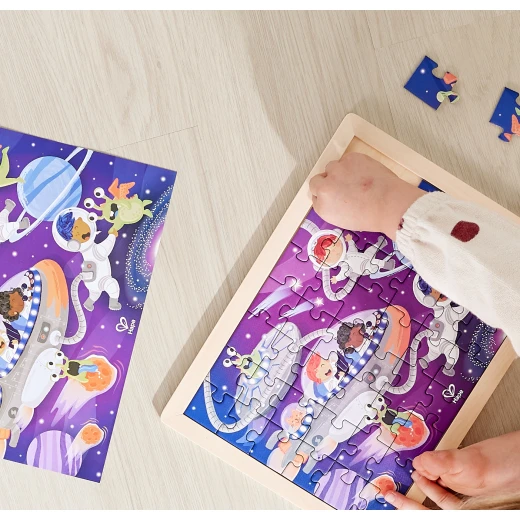 Hape Space Friends Puzzle – 48-Piece Reversible Colour-In Puzzle - Image 3