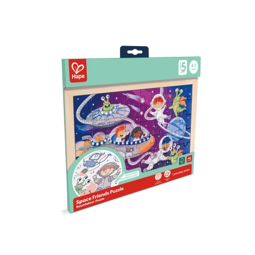 Hape Space Friends Puzzle – 48-Piece Reversible Colour-In Puzzle - Image 7