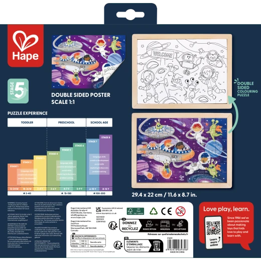 Hape Space Friends Puzzle – 48-Piece Reversible Colour-In Puzzle - Image 11