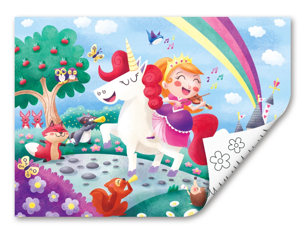 Hape Unicorn Friends Puzzle – 24-Piece Reversible Colour-In Puzzle