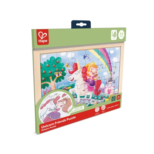 Hape Unicorn Friends Puzzle – 24-Piece Reversible Colour-In Puzzle - Hape - Image 6
