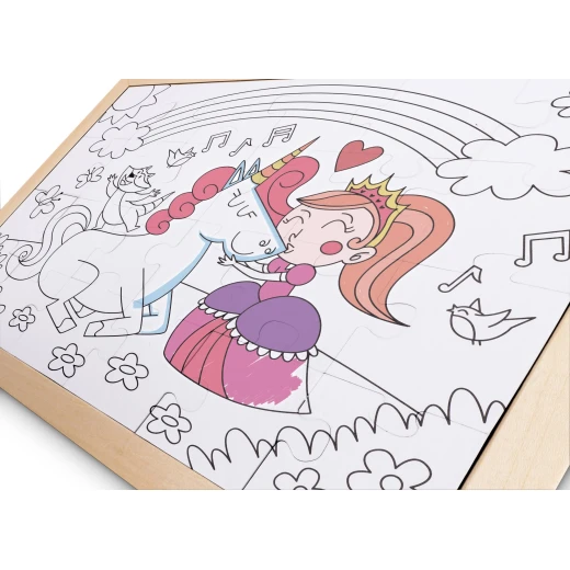 Hape Unicorn Friends Puzzle – 24-Piece Reversible Colour-In Puzzle - Hape - Image 7