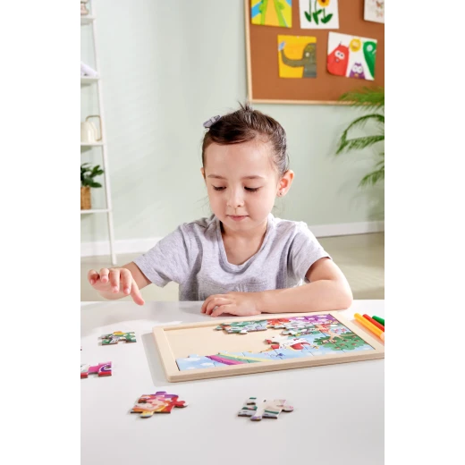 Hape Unicorn Friends Puzzle – 24-Piece Reversible Colour-In Puzzle - Hape - Image 9