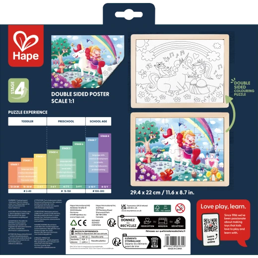 Hape Unicorn Friends Puzzle – 24-Piece Reversible Colour-In Puzzle - Hape - Image 14