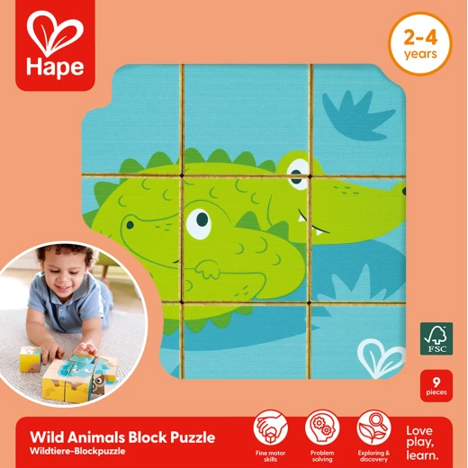 Hape Wild Animals Block Puzzle – Double-Sided Wooden Blocks - Hape - Image 7