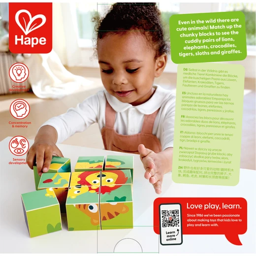 Hape Wild Animals Block Puzzle – Double-Sided Wooden Blocks - Hape - Image 8