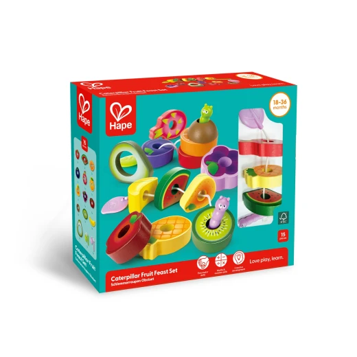 Hape Caterpillar Fruit Feast Set – Wooden Threading Toy (15 Pieces) - Hape - Image 18