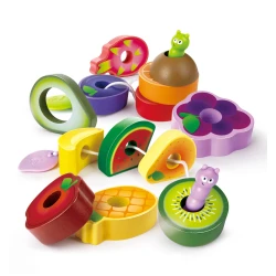 Hape Caterpillar Fruit Feast Set – Wooden Threading Toy (15 Pieces)