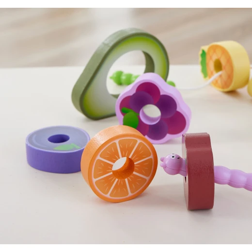 Hape Caterpillar Fruit Feast Set – Wooden Threading Toy (15 Pieces) - Hape - Image 6