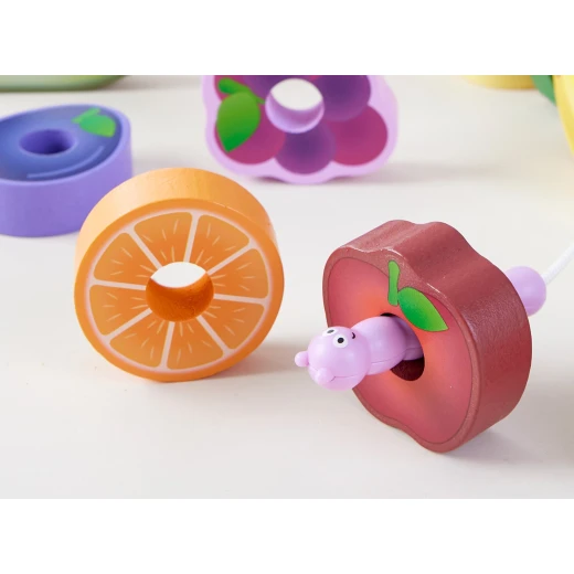 Hape Caterpillar Fruit Feast Set – Wooden Threading Toy (15 Pieces) - Hape - Image 3