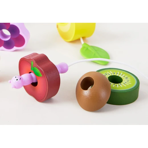 Hape Caterpillar Fruit Feast Set – Wooden Threading Toy (15 Pieces) - Hape - Image 4