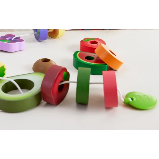 Hape Caterpillar Fruit Feast Set – Wooden Threading Toy (15 Pieces) - Hape - Image 5