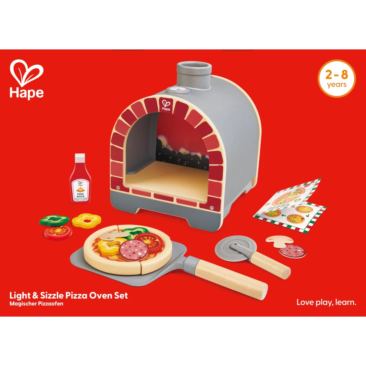 Hape Light & Sizzle Pizza Oven Set – Pretend Play Pizza Kitchen