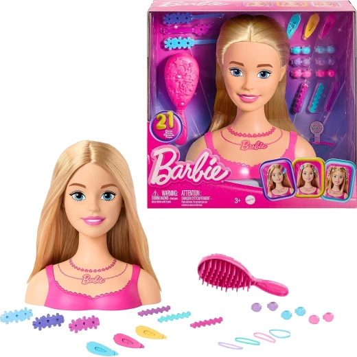 Matte Barbie Styling Head with Blonde Hair & 20 Accessories for Hair Styling Fun