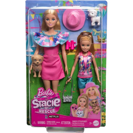 Mattel Barbie & Stacie Doll Set with Blonde Hair & Blue Eyes for Kids, 2 Pet Dogs, Summer Clothes Mattel Barbie & Stacie Doll Set with Blonde Hair & Blue Eyes for Kids, 2 Pet Dogs, Summer Clothes