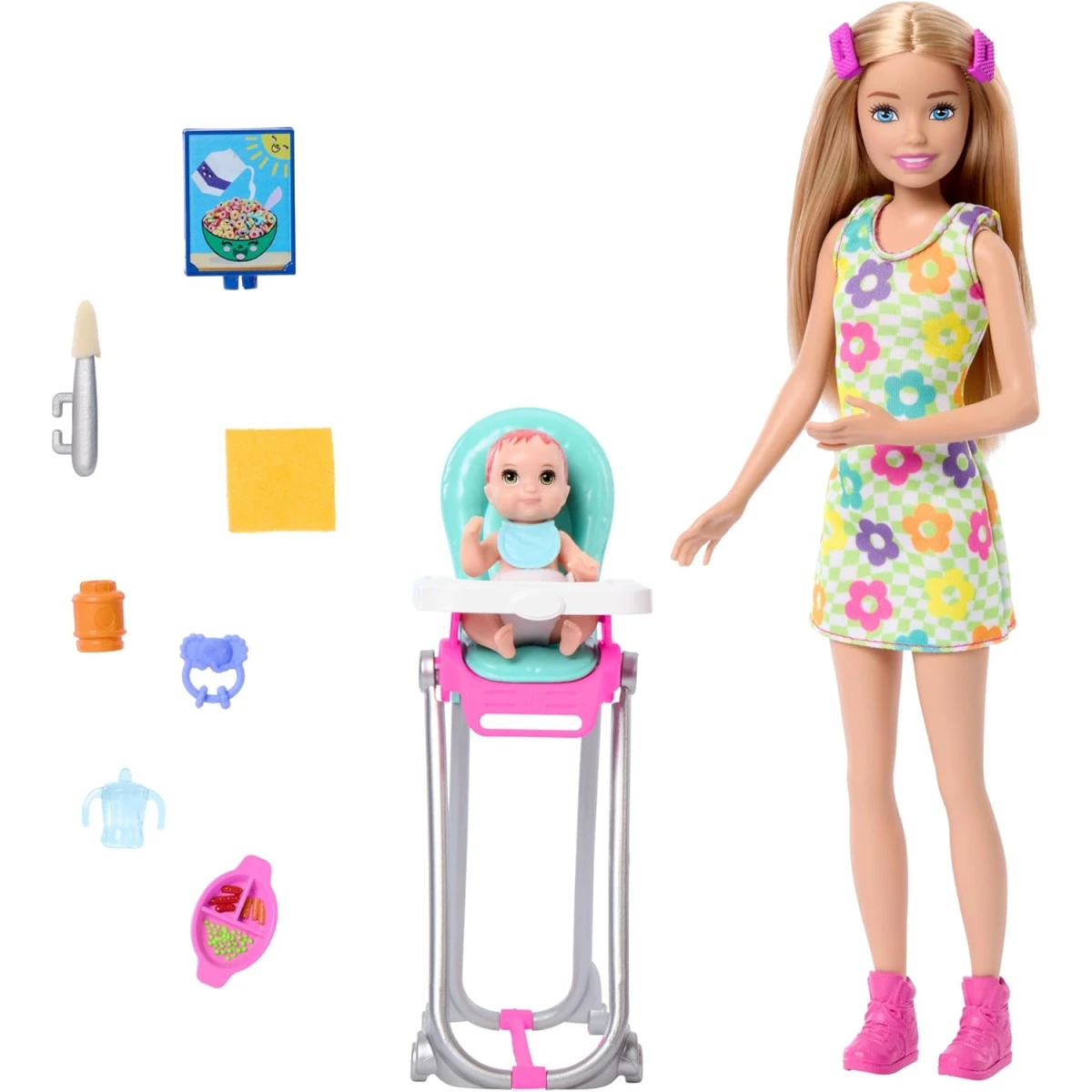 Mattel Barbie Skipper Babysitters Inc. Mealtime Playset Color Change Doll & Baby Gift