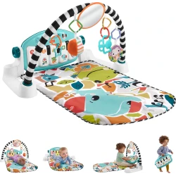 Fisher Price Glow & Grow Kick & Play Piano Gym Blue Musical Learning Toy for Newborns with Developmental Activities