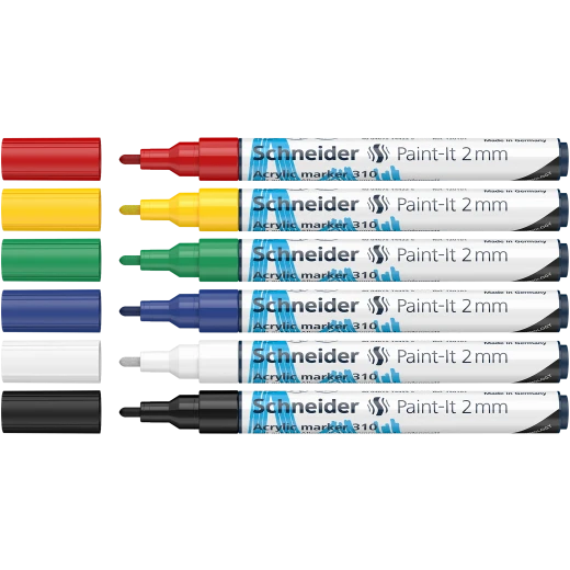 Schneider Paint-It 310 Acrylic Markers - 6 Color Wallet Set Schneider Paint-It 310 Acrylic Markers - 6 Color Wallet Set