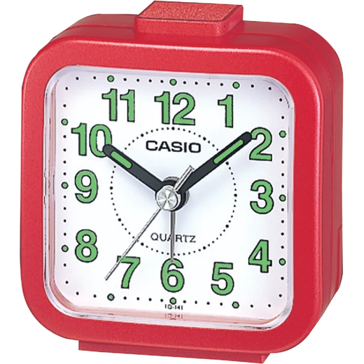 Casio TQ-141-4DF Red Analog Table Clock with Alarm - Compact & Reliable Casio TQ-141-4DF Red Analog Table Clock with Alarm - Compact & Reliable