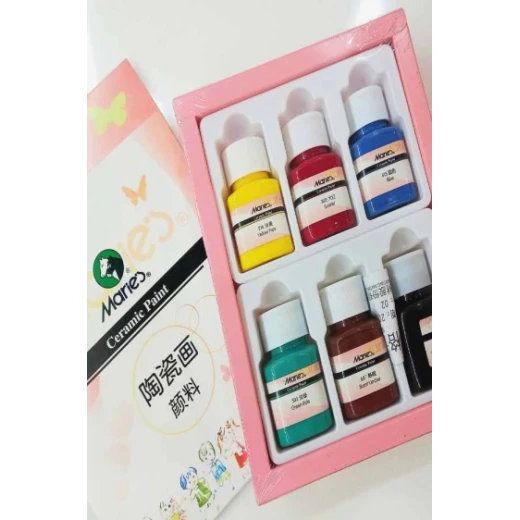 Maries Glass Ceramic Paint Set 6 Colors x 30ml - Vibrant & Durable
