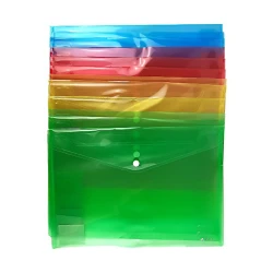 Optima A/4 Clear Assorted Color File Folders 12 Pack
