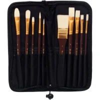 Art Nation BRO1029 Sable Oil Paint Brush Set - 10 Piece Gold Brown