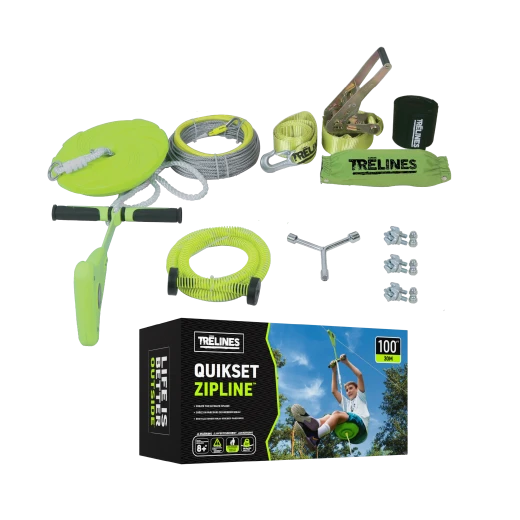 Trelines Zipline 100 ft. Quickset with Brake - Backyard Fun Trelines Zipline 100 ft. Quickset with Brake - Backyard Fun