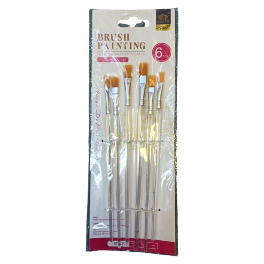 Flat Paint Brush Set - 6 Piece Pack for Art and Craft Flat Paint Brush Set - 6 Piece Pack for Art and Craft