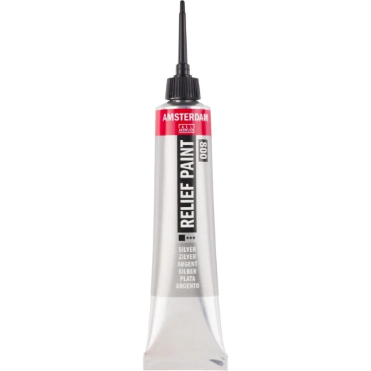 Amsterdam Silver Relief Paint 20ml - Create 3D Effects on Various Surfaces Amsterdam Silver Relief Paint 20ml - Create 3D Effects on Various Surfaces