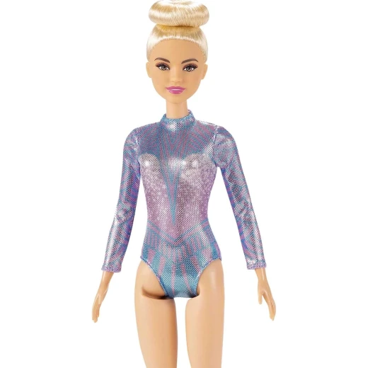 Mattel Barbie Blonde Rhythmic Gymnast Doll in a Purple Leotard: Inspiring Careers Collection, Featuring a 12-Inch Doll &amp; Rhythmic Accessories for Hours of Play - Barbie - Image 4