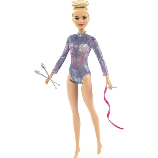 Mattel Barbie Blonde Rhythmic Gymnast Doll in a Purple Leotard: Inspiring Careers Collection, Featuring a 12-Inch Doll &amp; Rhythmic Accessories for Hours of Play - Barbie - Image 5
