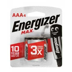 Energizer Max AAA Alkaline Batteries Pack of 4 - Long-Lasting Power