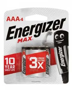 Energizer Max AAA Alkaline Batteries Pack of 4 - Long-Lasting Power Energizer Max AAA Alkaline Batteries Pack of 4 - Long-Lasting Power