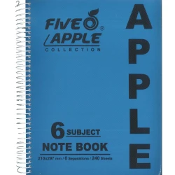 K Back To School | Five Apple Notebook 6 Subject A4 | Random Color