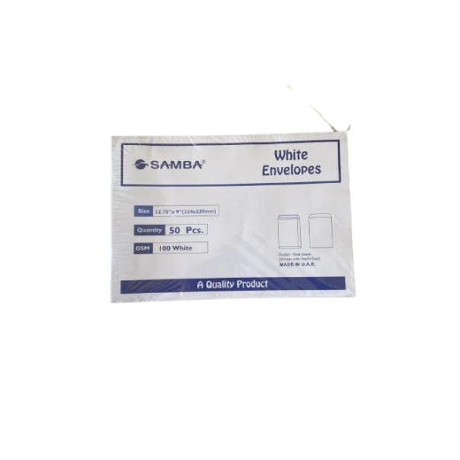 SAMBA White Paper Envelopes, Size ‎12.75×9 inch,100 GSM, Pack of 50 Pocket Side Seam