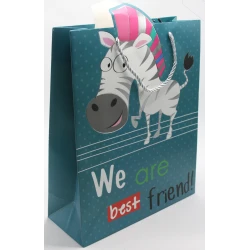Rigid Cardboard Gift Bag 15x21 cm High-Quality, Zebra Stylish Design, Handles for Easy Carrying, Perfect for Small Gifts, &amp; Accessories