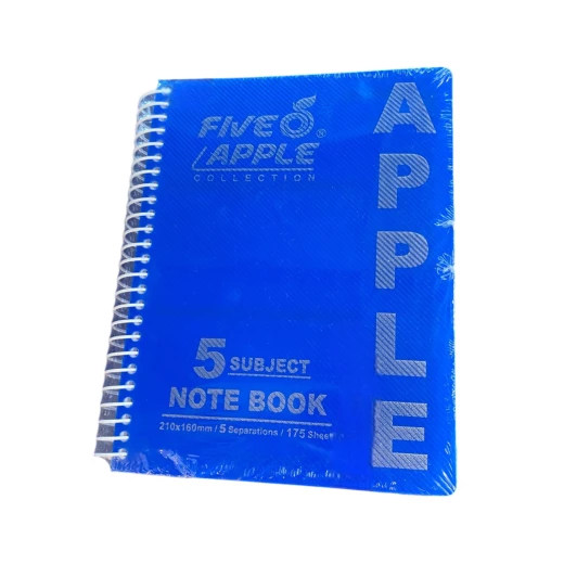 Five Apple – 5 Subject Notebook – A5 – Plastic Cover – 180 Sheets Five Apple – 5 Subject Notebook – A5 – Plastic Cover – 180 Sheets