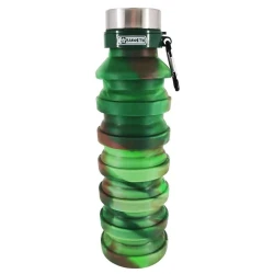 BAKORTH Collapsible Water Bottle – Camouflage Design – 600ml Capacity – Metal Lid with Carabiner
