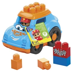 MEGA BLOKS Ricky Race Car – Toddler Building Toy with 6 Pieces – Model HKN41 – by Mattel
