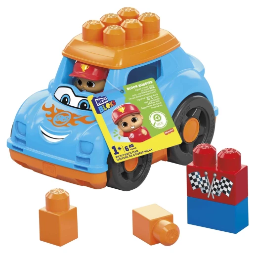 MEGA BLOKS Ricky Race Car – Toddler Building Toy with 6 Pieces – Model HKN41 – by Mattel MEGA BLOKS Ricky Race Car – Toddler Building Toy with 6 Pieces – Model HKN41 – by Mattel