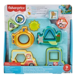 Fisher-Price Shapes &amp; Sounds Vehicle Puzzle – Baby Sorting Toy with Music &amp; Lights – Model HRP31 – by Mattel