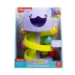 Fisher-Price FP Pets Purrr-fect Ball Tower – Tiered Rolling Ball Toy for Babies &amp; Toddlers – Model HTW92 – by Mattel