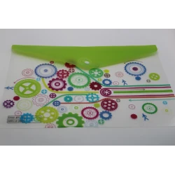 Transparent Plastic File with Colorful Gear Designs