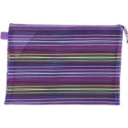 A4 Mesh Pencil Case Durable Zipper Pouch in Purple, School &amp;amp; Office Supply
