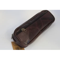Brown Leather Pencil Case – Classic Textured Design
